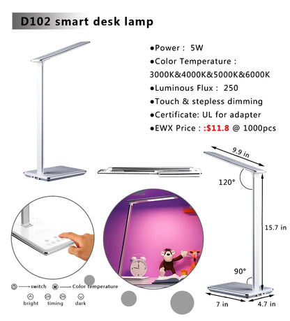 Led Desk Lamp with Wireless Charging and Timer